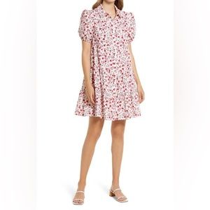Eliza J Floral Puff Sleeve Shirtdress (Size 8)